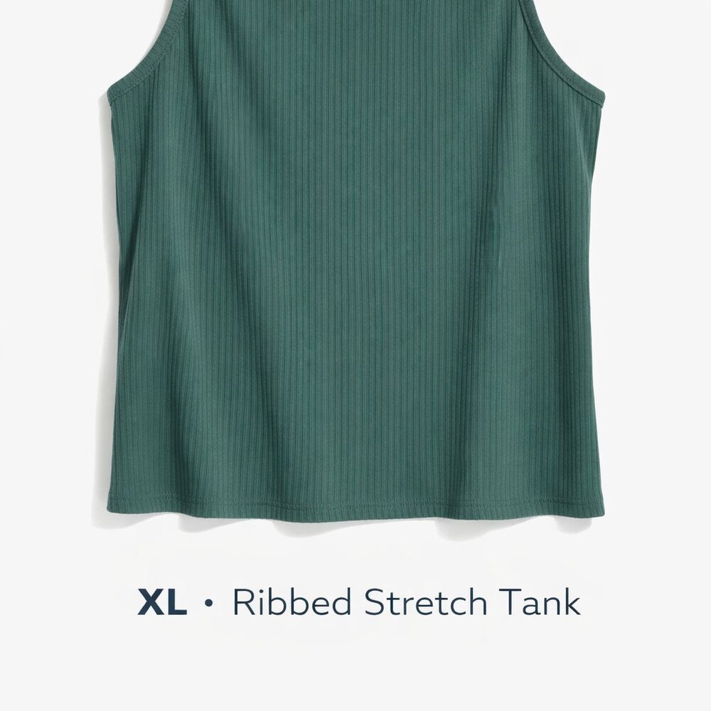 Old Navy Ribbed Tank Top XL Green Stretch Cami Sleeveless Basic Casual - Picture 2 of 6